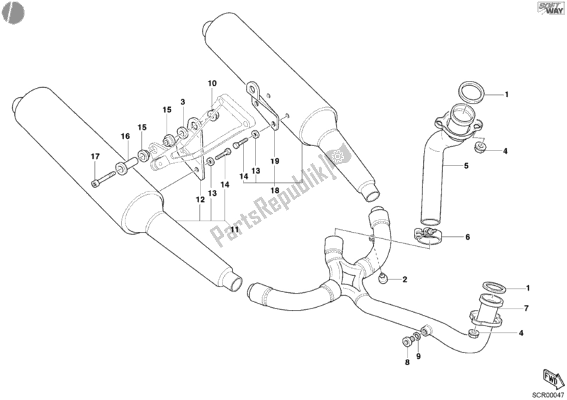 Todas as partes de Sistema De Exaustão do Ducati Supersport 1000 SS 2004